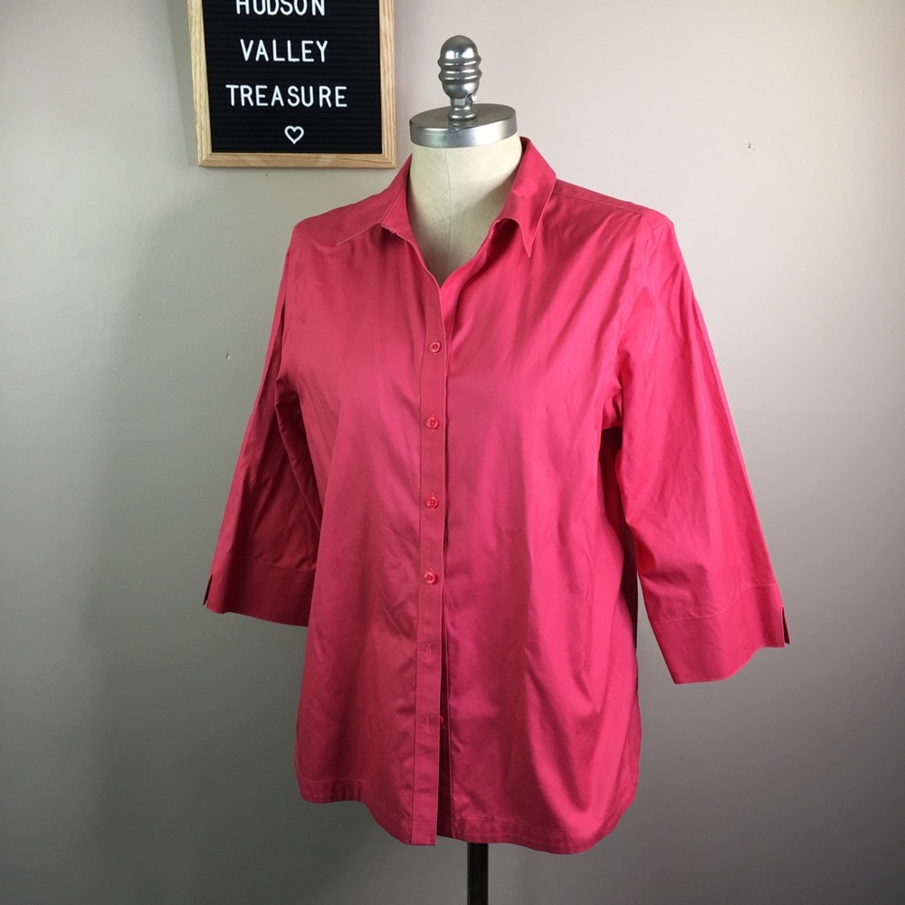 CHICO’S Button Down Pretty Pink XL 3 16 0859